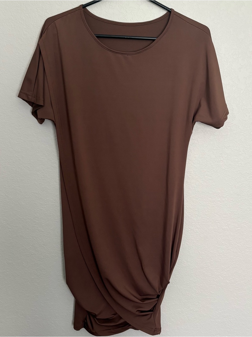 Brown Women's Knot-Hem Short Sleeve Top